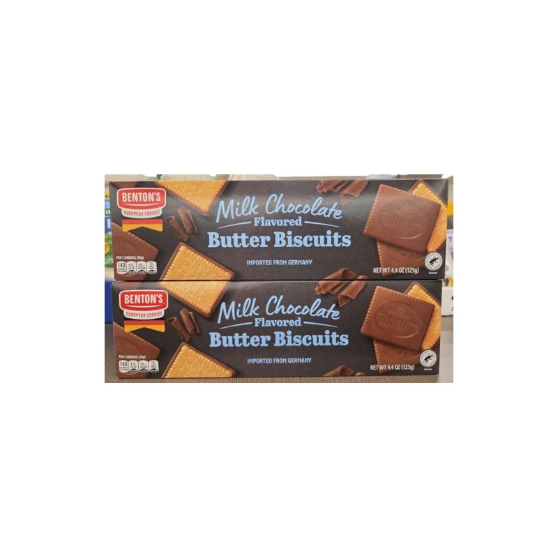 Bentons Milk Chocolate Flavored Butter Biscuits 4.4oz 125g (Two Boxes)