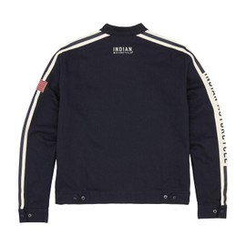 Indian Motorcycle Men's Vintage Speedway Jacket, Navy, Snapped Cuffs & Waist Adjuster Straps - 2864821