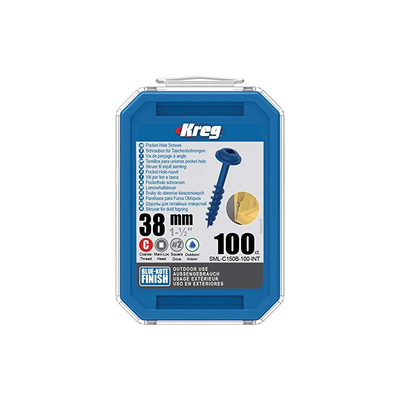 Kreg - 100 Blue-Kote Screws - 8 x 38 mm