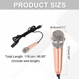 sourcing map 1 Pcs Mini Microphone, Mini Mic Tiny Microphone Phone Type C Mic Small Microphone for Record Phone Voice, Gold