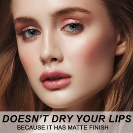 DISURI Beauty Matte Bullet Long Wear Lipstick - Vegan and Cruelty-Free - Smudge and Waterproof Matte Lipstick with Moisturizing Formula - All Day Comfort - (Rose Petal #12)