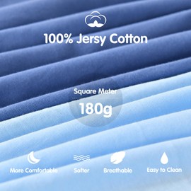 MEILA Bassinet Fitted Sheets Compatible with Chicco LullaGo Anywhere Portable | LE Bassinet, 100% Jersey Cotton Beside Bassinet Sheet for Baby Girl, Pack of 2, 32x16 (Blue+Navy Blue)