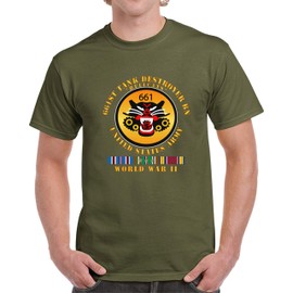 LARGE - Army - 661st Tank Destroyer Bn - HellCats - EUR SVC- WWII - T shirt - Military Green