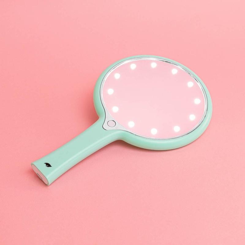KimChi Chic Handheld LED Mirror for Personal Makeup, Portable and