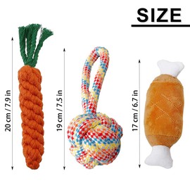 Bestevery 3-Piece Dog Toy Set, Dog Ropes, Interactive Pet Rope Toy, Pet Chew Toy, Made of Natural Cotton, for Small and Medium Dogs (Random Colour)