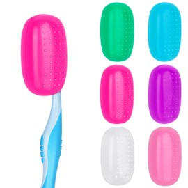 6 Pack Travel Toothbrush Head Covers, Toothbrush Protector Cap Portable Silicone Cover for Household Travel, Camping, Bathroom, School, Business