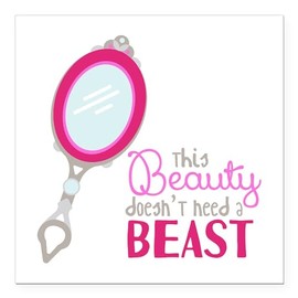 CafePress Beauty & Beast Square Car Magnet 3 X 3 Square Car Magnet, Magnetic Bumper Display
