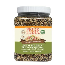 Pride Of India - PACK of 6 - Natural Three Color Quinoa - 100% Royal Bolivian Superior Grade Protein Rich Whole Grain, 1.25 Pound (20oz) Jar