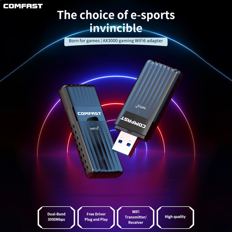 COMFAST WiFi6 Adapter Games USB3.0 WiFi Adapter 2.4GHz 574Mbps +