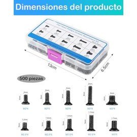 500 Tornillos Para Reparación De Portátiles, Kit De Tornillos M2 M2.5 M3, Acero Al Carbono, Incluye 10 Tipos Diferentes Para Mantenimiento De Hardware