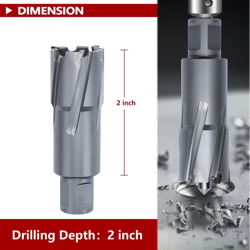 GRIXLEN 1-1/2" x 2" Annular Cutter with Weldon Shank,Carbide Tip