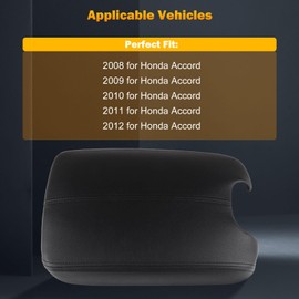 ASAPE Center Console Cover Arm Rest Lid Leather Suture for Honda Accord 2008 2009 2010 2011 2012 (Black)