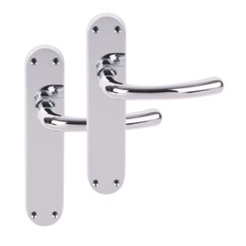 HANDLEZONE® 1 Pair of Avis Polished Chrome Lever Latch Door Handle Set on Long Backplate, for Internal Doors
