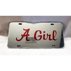 Craftique The University of Alabama Red on Silver A Girl Laser Cut Inlaid Mirror Tag