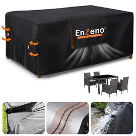 Enzeno Garden Furniture Cover, Waterproof, Winterproof Tarpaulin, Garden Furniture, Rectangular, 420D Oxford Protective Cover, Garden Table, Cover, Garden Furniture Table for Garden Table, Seating