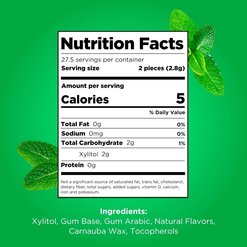 PUR Gum Aspartame Free Chewing Gum Spearmint 100% Xylitol 55