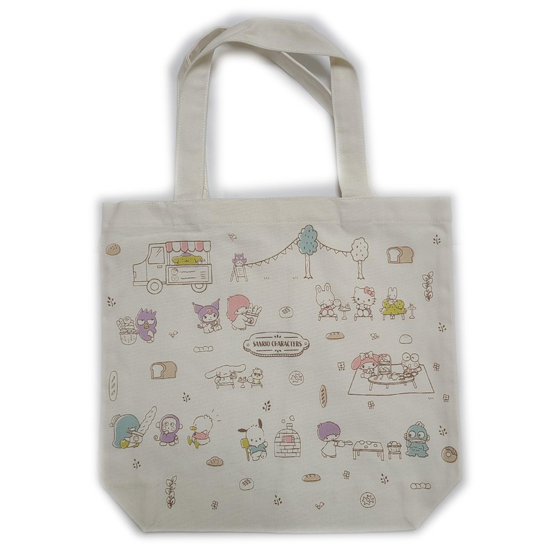 Sanrio Tote Bag, Cotton, Canvas, Gusset, Large Capacity, Back/Front, Pattern,