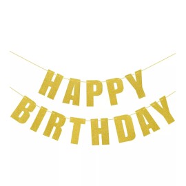 uxcell Birthday Banner-Gold Glitter-Happy Birthday Decorations Birthday Sign