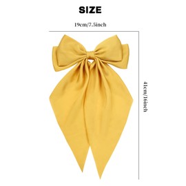 Cinaci 4 Pieces Large Big Oversized Satin Hair Bows with Long Tail French Barrettes Hair Clips Accessories for Women Girls Teens