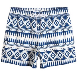 MaaMgic Mens 5 inch Swim Trunks 4 Way Stretch with Mesh Lining Quick Dry Bathing Suits Swimwear,Ethnic Blue,Large