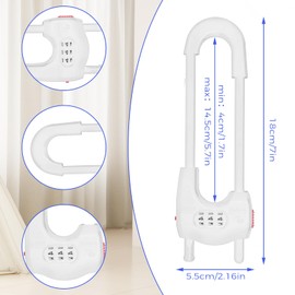 Upgrade 4 Packs Sliding Cabinet Locks, Baby Proofing U-Shaped Child Safety Latches Adjustable White Locks for Handles Knobs Drawers - White