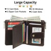 GOIACII Men's Leather Wallet RFID Protection Multifunctional Buckle Zippers Wallet