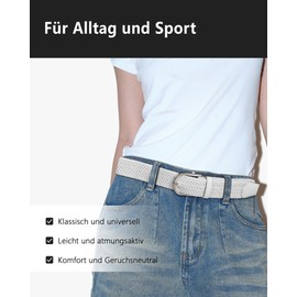 YOUCHAN Pack of 2 belts for men and women, elastic braided belt, 3.3 cm, stretch belt with adjustable, stretchy fabric belt, unisex, Black + white, 120