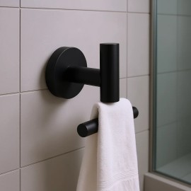 Modern Matt Black Stainless Steel Robe Hook Wall Mount Bathroom Minimalist Design No Drill Installation 6 PackColor: as Pic Color
