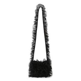 DIVA Rose Mini Shoulder Bag, Women's, Handbag, Frill Minimalist, Cute, Lightweight, Korean, Fashionable, Tulle, Mini Ruffled Bag (Black)