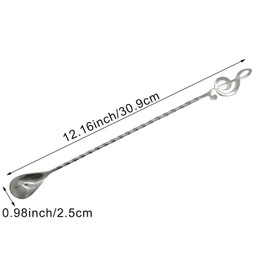 Pinenjoy 2Pcs 12inch Bar Stirring Spoon with Music Note Design 18/10(304) Stainless Steel Cocktail Mixing Spoon Long Spiral Pattern Stirrer for Bartender Layering Blending Ice Tea Drinks Beverages