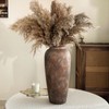 TDIAVH Rustic Farmhouse Ceramic Vase, 15.1 Inch, Floor Decor, Brown