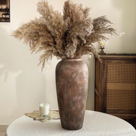 TDIAVH Rustic Farmhouse Ceramic Vase, 15.1 Inch, Floor Decor, Brown