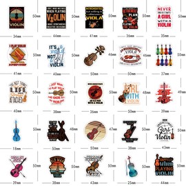Violin Stickers 61Pcs Musical Instrument Music Lovers Stickers Pack Suitcase Stickers Vinyl Decals for Car Bumper Helmet Luggage Laptop Water Bottle (Orchestral Instruments)