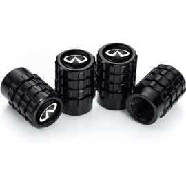 Air Valve Cap, Infiniti, High-Grade Alloy, for Cars and Motorcycles, Tire Valves, Set of 4, Infiniti, Black
