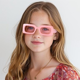 Yokawe Fashion Square Frame Sunglasses Multicolor Frame Glasses Travel Sun Protection Driving for Women (Jelly Pink)