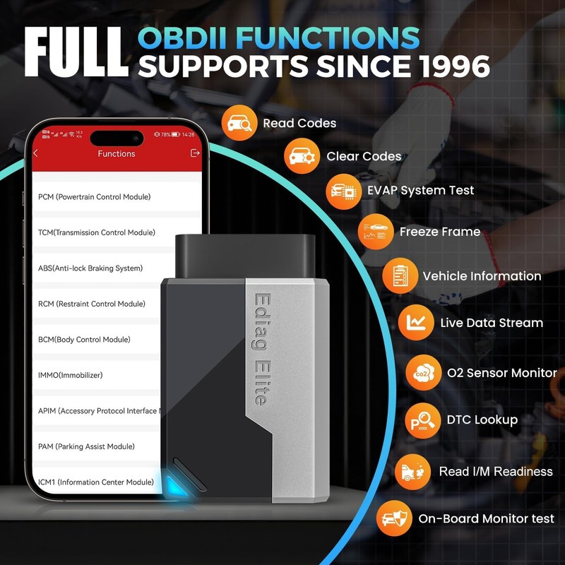 KINGBOLEN Ediag Elite OBD2 Scanner Bluetooth, Bidirectional Test Scanner All