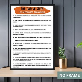 The 12 Steps of AA Alcoholics Anonymous Poster for Addiction Recovery - Twelve Steps Alcoholic Anonymous Quotes Print AA Daily Reflections Poster 12 Step Working Guide - 11x17 in. LAMINATED - No Frame