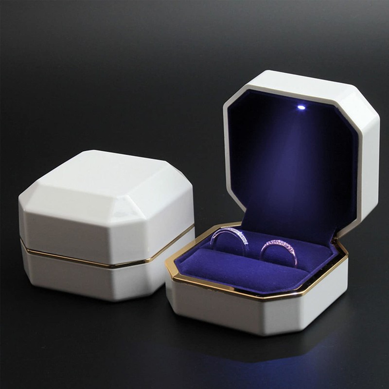 AVESON Luxury Ring Box, Square Velvet Ring Holder Case Jewellery