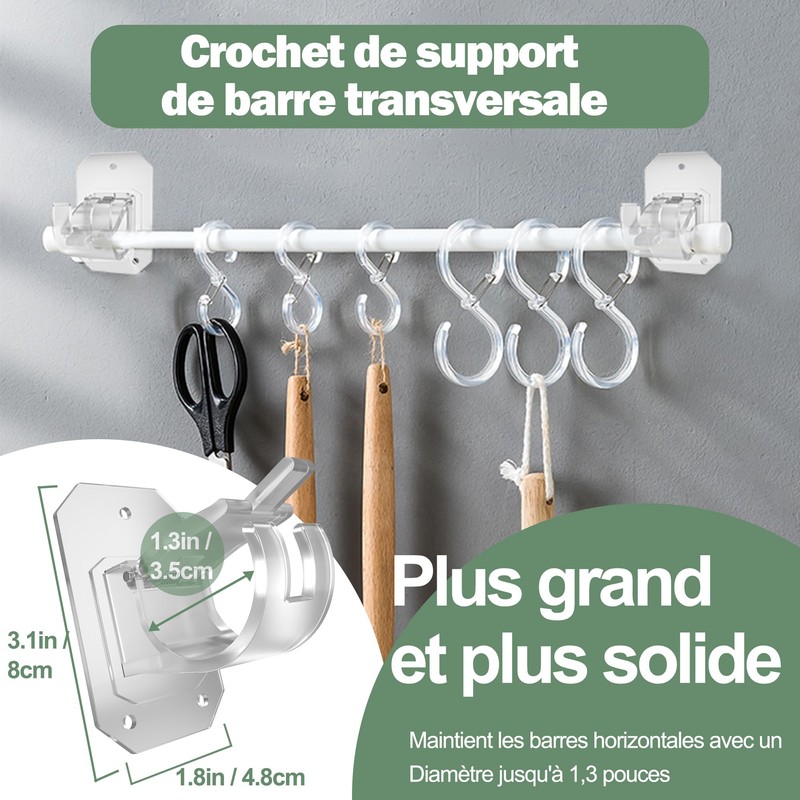 2 x improved curtain rod brackets, no drilling, curtain rod