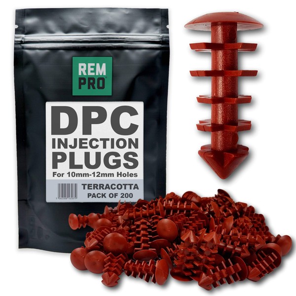 Rempro 200 x Terracotta DPC Damp Proofing Injection Wall Plugs