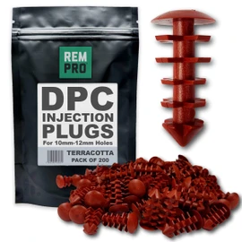 Rempro 200 x Terracotta DPC Damp Proofing Injection Wall Plugs | Universal 10mm-12mm Holes | Prevent Leakage of Cream
