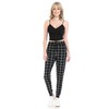 Leggings Depot JGA-Q655-M Checkered Black Print Jogger Pants w/Pockets, Medium