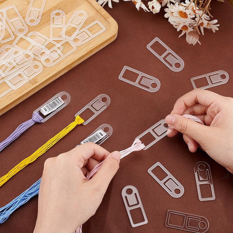 PH PandaHall Embroidery Floss Organizer 50pcs Embroidery Thread Bobbins Clear