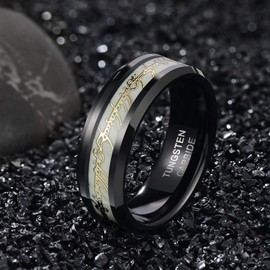 Frank S.Burton 8mm Luminous Ring for Men Women Tungsten Carbide Wedding Band The Lord of The Rings Comfort FitBeveled Size 12