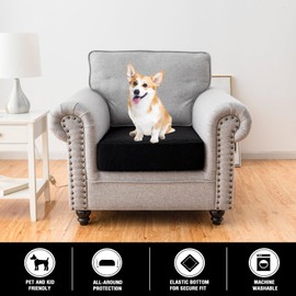 Smryego Stretch Couch Covers Sectional Durable Seat Cushion Covers Cushion Protector Covers for Chair Loveseat Sofa Cushion (Black, 1 Seat Cover)