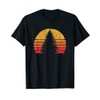 Retro Sun Minimalist Pine Tree Design - Graphic 80's T-Shirt