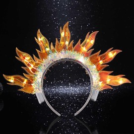 JAKAWIN Ligh Up Flame Headband LED Fire Hair Band Glowing Costume Headbands Rave Hair Accessories for Women