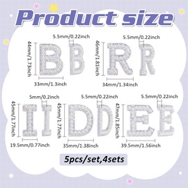 PH PandaHall 4 Sets Bride Iron On Letters Patches Pearl Letter Patches Wedding Letter Patch Pearl Rhinestone Letter Patches Letter Appliques for Fabric Shirts Crafts Clothing Repairing Coral AB Color