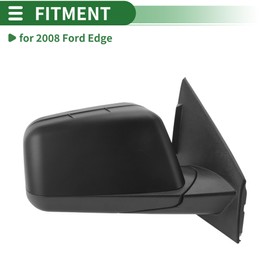 Motoforti 3 Pins Right Passenger Side Door Mirror Replacement for Ford Edge 08 Side View Mirror Assembly Power Heated Manual Folding Black Surface No.FO1321381