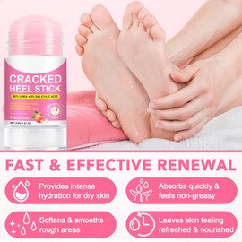 FANGCUN Heel Balm for Dry Cracked Feet (Peach), Urea Cream 60% Foot Balm Stick for Cracked Heel Repair - Moisturizes, Exfoliates, and Softens Dry, Thickened Skin, Callus Remover for Feet